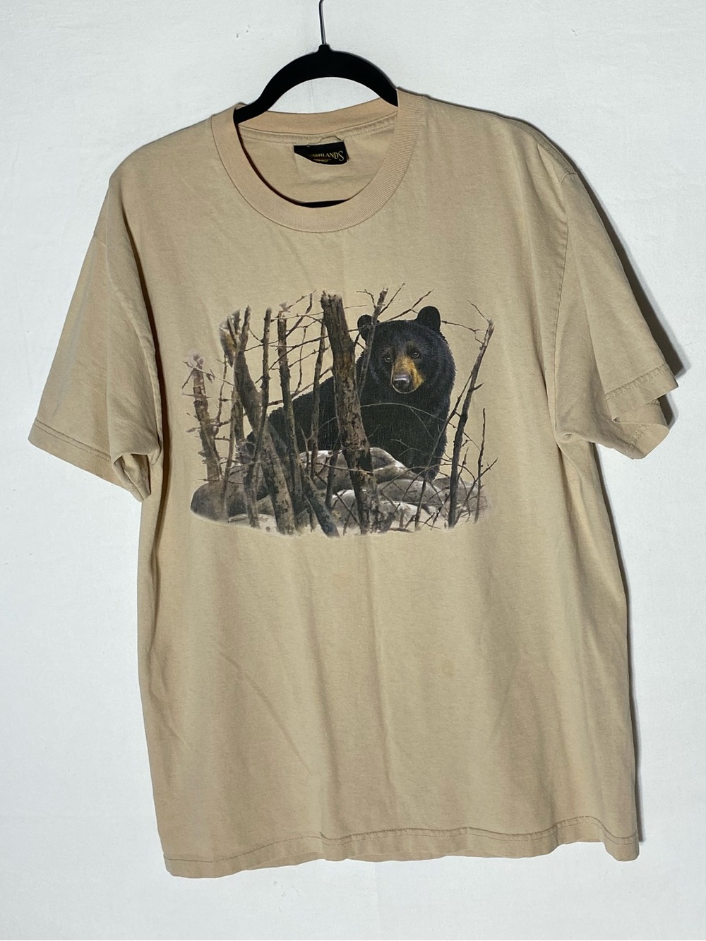 Vintage Marshlands Tan Beige Woodlands Black Bear Graphic Tee T Shirt M